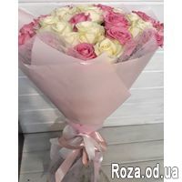 51 белая и розовая роза - Фото 1