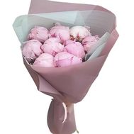 Букет из 9 розовых пионов