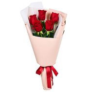 5 красных роз в букете