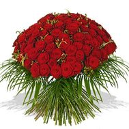 65 красных роз 60 см