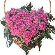 Сердце 27 розовых роз