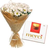 9 хризантем + Merci