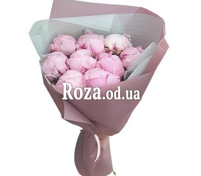 Букет із 9 рожевих півоній