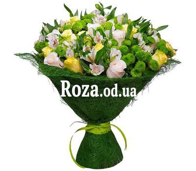 Букет цветов из хризантем, альстромерий и роз
