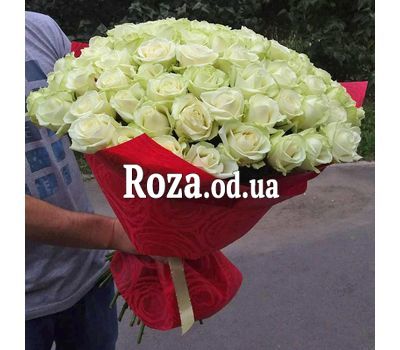 75 белых роз 70 см 1