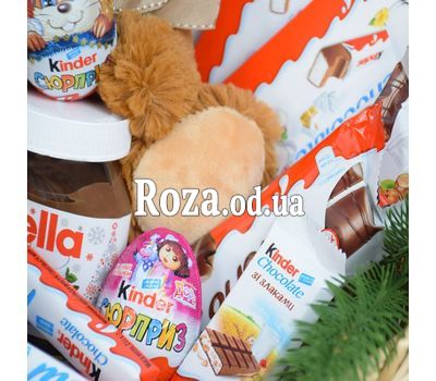 Новогодняя корзина сладостей и мягкая игрушка 1