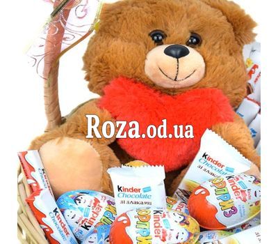 Gift Basket with Kinder and Teddy Bear 1