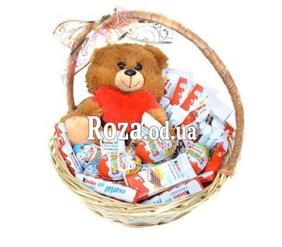 Gift Basket with Kinder and Teddy Bear