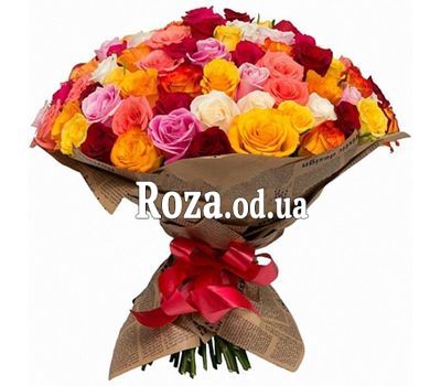 101 разноцветная роза 60 см 3
