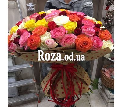 101 разноцветная роза 60 см 4