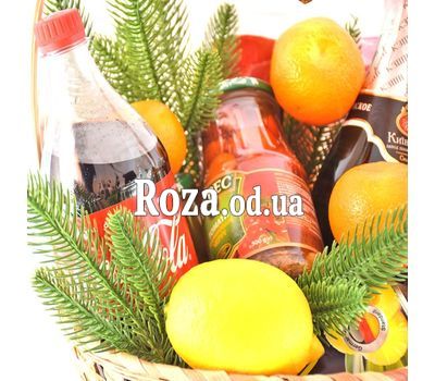 Basket with champagne for New Year 2