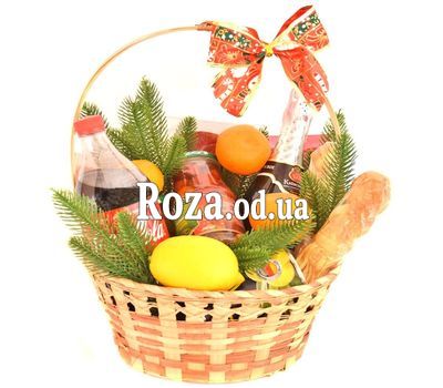 Basket with champagne for New Year