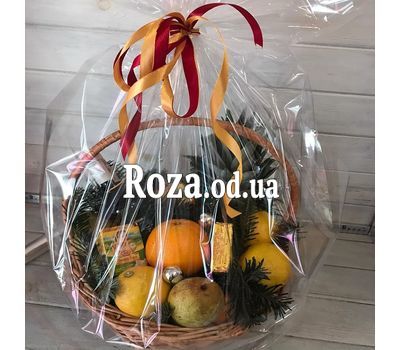 Новогодняя корзина с фруктами и вином 4