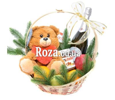 Новогодняя корзина сладостей и фруктов с Martini Asti