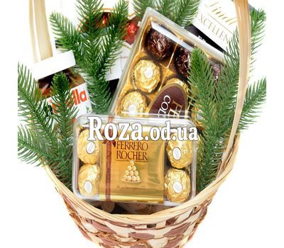 Новогодняя шоколадная подарочная корзина 1