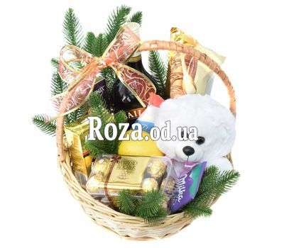 Christmas Sweets Basket with Baileys and Teddy Bear