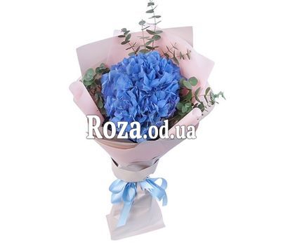 Bouquet of pink hydrangea with herbs