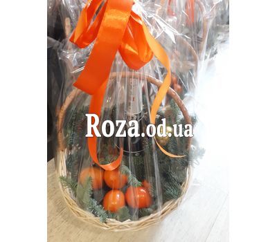 Новогодняя корзина мандаринов с шампанским 1