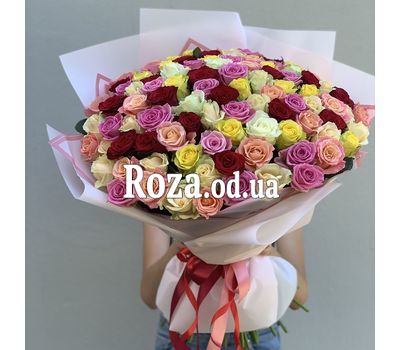 101 разноцветная роза 60 см 6