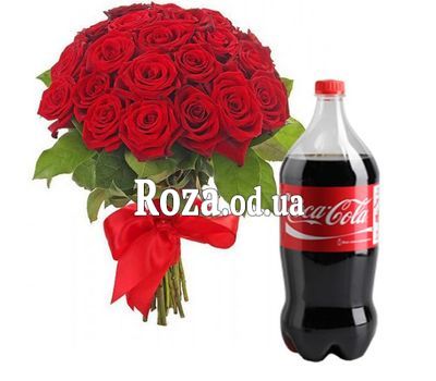 25 красных роз с колой
