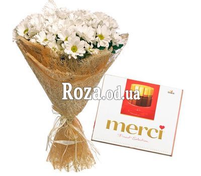 9 хризантем + Merci