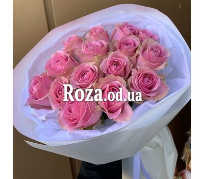 15 розовых роз 70 см 2