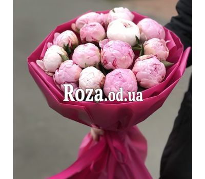 Букет из 15 розовых пионов 3